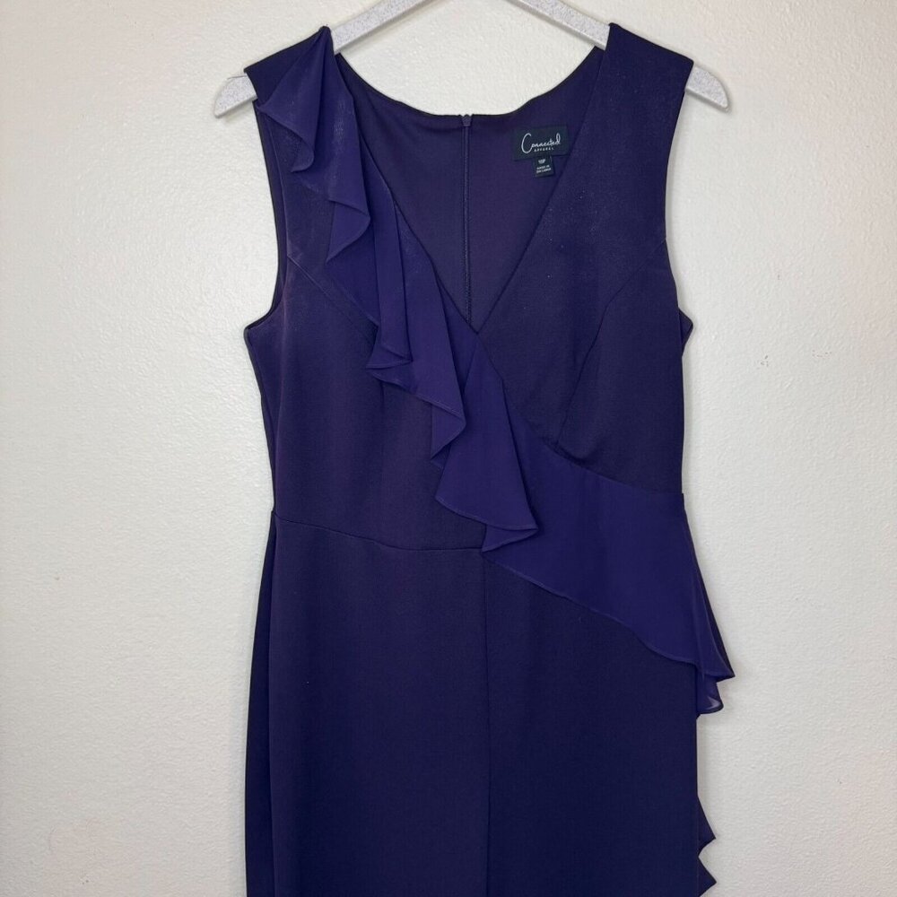 Connected Apparel Womens Ruffled Jumpsuit, Purple, Petite, 10P